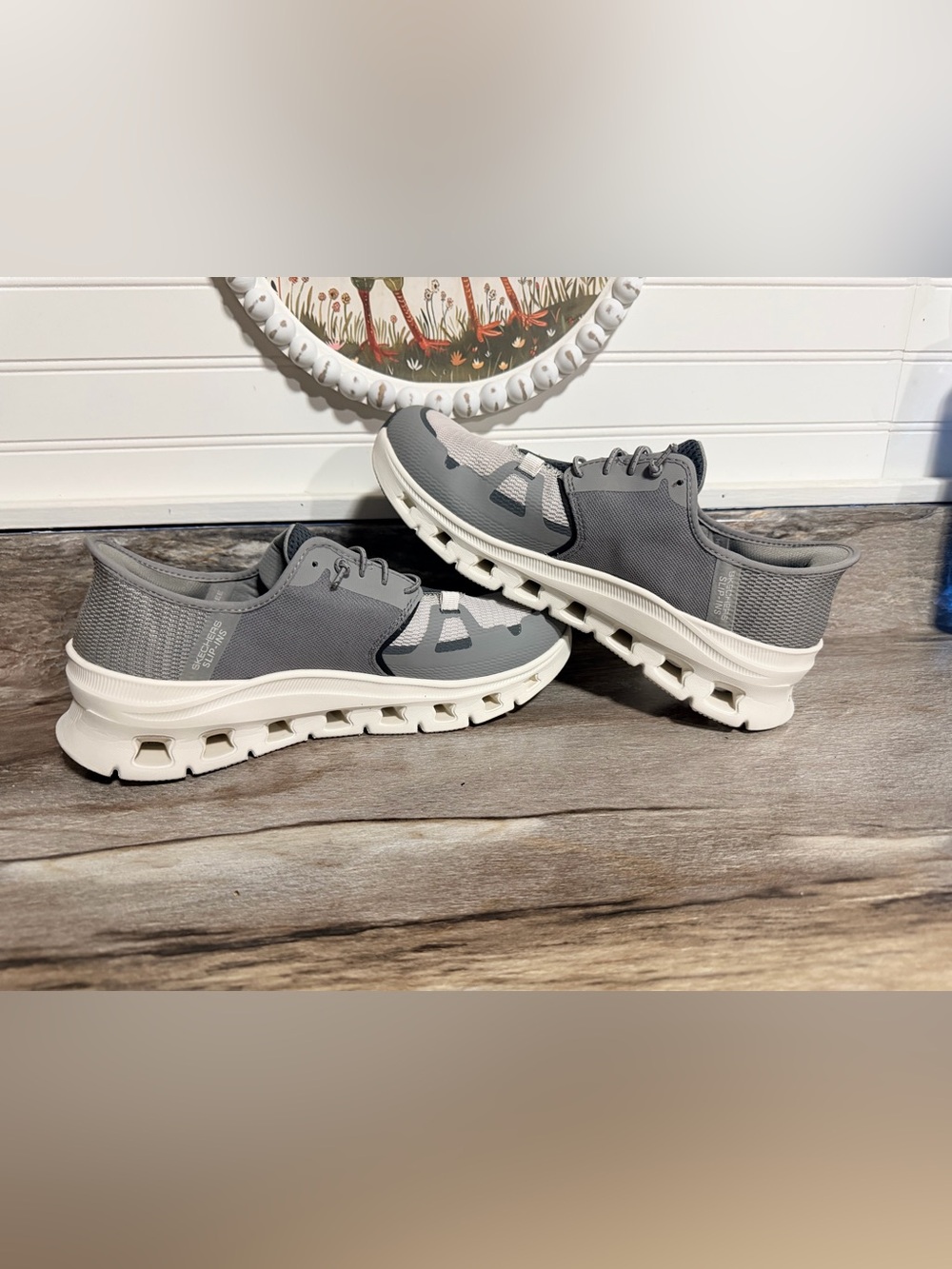 Skechers Men's Gray and White Athletic Sneakers
